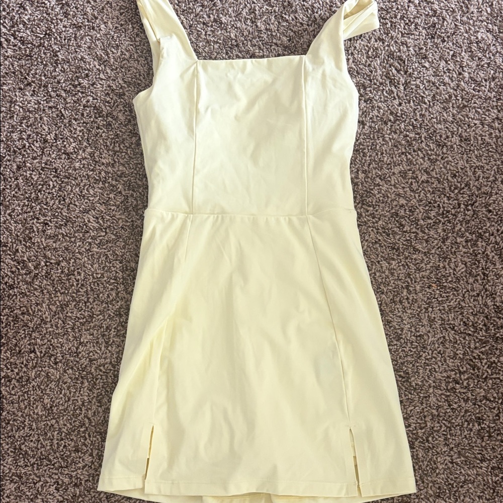 Travis Mathew Soft Yellow Sleeveless Mini Dress